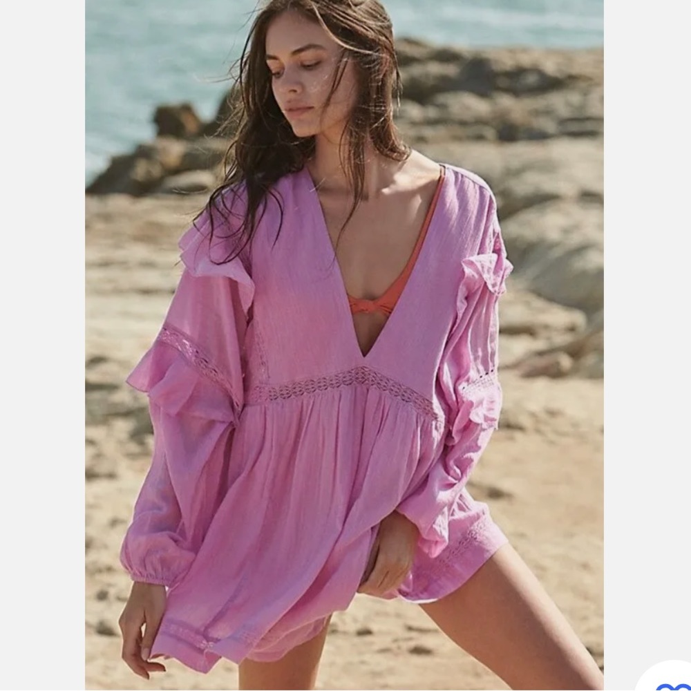 Free People Seashell Skort Romper Dress Endless Summer “Valley Girl” Pink Size L